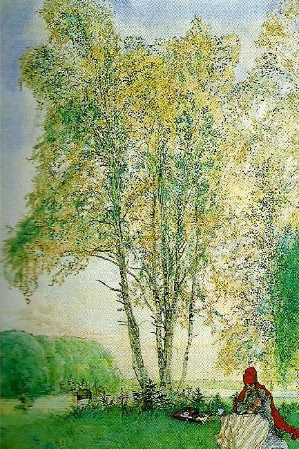 Carl Larsson unnader bjorkarna-bjorkarne oil painting image